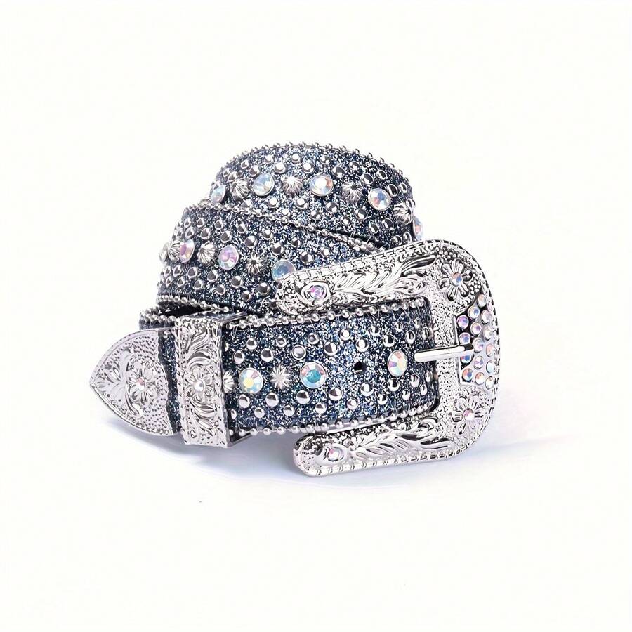 Boho Rhinestone Decor Belt Halloween - Blue - View 1