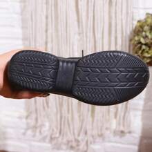 Women's Black Sneakers With Red Trim, Thick Soles, Fashionable Casual Shoes For All Seasons - Black - View 6