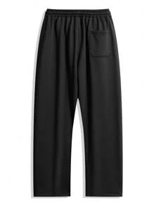Plus Size Winter Thermal Lined Loose Casual Pants, Sweatpants For Men - Black - View 3