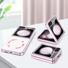 1 个多色可折叠磁边电镀 PC 硬壳全身保护壳触感柔软，超薄奢华闪亮镀金侧框防黄变兼容三星 Galaxy Z Flip 6/Z Flip 5/Z Flip 4/Z Flip 3/Z Fold 6/Z Fold 5/Z Fold 4/Z Fold 3 - 彩色 - 查看 5