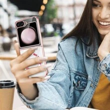 1 个多色可折叠磁边电镀 PC 硬壳全身保护壳触感柔软，超薄奢华闪亮镀金侧框防黄变兼容三星 Galaxy Z Flip 6/Z Flip 5/Z Flip 4/Z Flip 3/Z Fold 6/Z Fold 5/Z Fold 4/Z Fold 3 - 彩色 - 查看 9