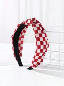 1 Peça Faixa de Cabeça Larga com Estampa de Tabuleiro de Xadrez, Tiara de Cabelo Tabuleiro de Xadrez Elegante em Poliéster, Adequada para Todas as Estações, Faixa de Cabelo, Tiaras