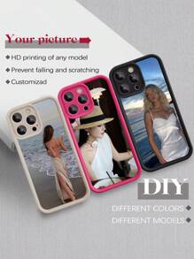 1 peça Capa de Telefone Personalizada Compatível com Apple iPhone 15, 14, 13, 12, 11 Pro Max, Proteção de Tela Completa, Material de Silicone, Design de Padrão Personalizado, Proteção da Lente, Compatível com iPhone 7 Plus, XR, XS Max
