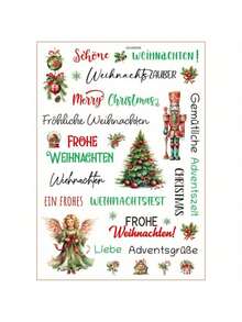 5 piezas Etiquetas adhesivas navideñas para velas con temas navideños, decoración romántica para carnaval navideño, etiquetas adhesivas para velas, decoración navideña, regalos de Navidad - Multicolor - Ver 8