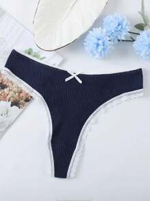 5件套女士纹理蝴蝶结丁字裤 - 彩色 - 查看 7
