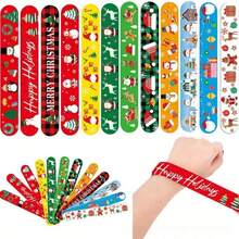 Decoración navideña - Pulsera de Feliz Navidad, set aleatorio con correa de aplauso de PVC, juguetes circulares de dibujos animados, regalo de Navidad. Incluye pulseras con hebilla de Papá Noel y renos, calcetines navideños, bolsas de relleno, artículos de fiesta/algunos accesorios. Los colores, palabras escritas, patrones y formas son aleatorios - Multicolor - Ver 2