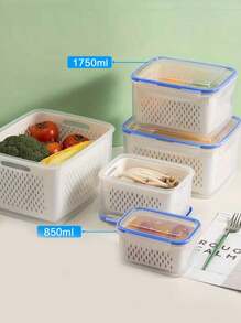 12 件（6 件盒子 + 6 件篮子）带盖双层密封食品储存容器，可重复使用且防漏的食品容器，适用于肉类、水果和蔬菜、厨房整理、厨房储藏、厨房整理器、厨房整理器、储存物品、厨房、储藏、整理器、整理器、整理器、抽屉整理器、旅行、厨房用品、厨房用具、厨房工具、厨房用品、家居装饰、圣诞礼物、家居礼物、房间装饰 - 850ml - 查看 1