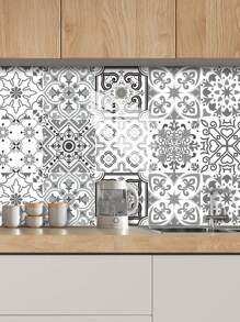 10 stuks Bloemenpatroon Bedrukt PVC Kunstkeramische Tegels Huisdecoratie Muurstickers, DIY Mozaïek Zelfklevend Behang, Waterdicht, Vuilafstotend, Decoratief Voor Keuken, Badkamer, Woonkamer, Slaapkamer, TV Achtergrond, Renovatie Stickers Peel Wandpanelen, Behang, Behang, Lente Decoratie Artikelen Verfris Uw Huis, Rama Decoratie Stickers