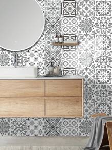 10 stuks Bloemenpatroon Bedrukt PVC Kunstkeramische Tegels Huisdecoratie Muurstickers, DIY Mozaïek Zelfklevend Behang, Waterdicht, Vuilafstotend, Decoratief Voor Keuken, Badkamer, Woonkamer, Slaapkamer, TV Achtergrond, Renovatie Stickers Peel Wandpanelen, Behang, Behang, Lente Decoratie Artikelen Verfris Uw Huis, Rama Decoratie Stickers