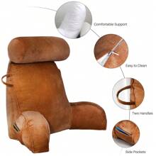 Almofada de leitura com apoio de braço e almofada de encosto com almofada removível para adultos e crianças sentarem-se confortavelmente na cama/sofá