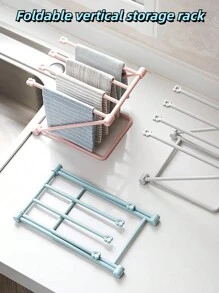 1pc Desktop Foldable Vertical Cloth Storage Rack, Kitchen Dishwashing Towel Rack, Non Perforated Countertop Water Cup Holder, Storage Rack - Multicolor - View 1