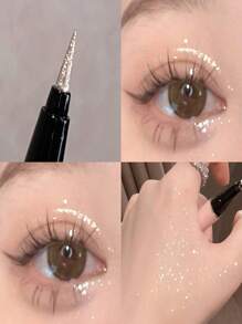 DIKALU 臥蠶筆,1入組閃光亮片持久不易脫妝眼妝產品適合派對 - 銀色 - 查看 6