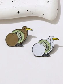 Pin de esmalte con diseño de pájaro kiwi kawaii, broche con diseño de animal de fruta única para decorar ropa y bolsos - Nuevo broche - Ver 3