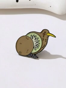 Pin de esmalte con diseño de pájaro kiwi kawaii, broche con diseño de animal de fruta única para decorar ropa y bolsos - Nuevo broche - Ver 4