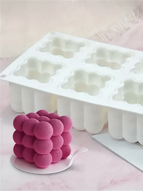 Molde de vela de silicona 3D en forma de cubo, bola redonda pequeña y cristal, molde de resina epoxi para manualidades de velas DIY, herramienta para hacer velas, molde de jabón y suministros de decoración hecha a mano