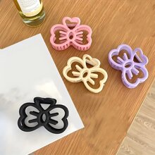 1pc Cute Simple Hollow Bow Hair Clip, Solid Color Claw Clip, Hair Accessories For Teens Hair Jaw Clip