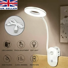 LED Rechargeable Clamp Clip On Flexible Desk Light Reading Table Night Lamp -USB - Luz cálida, Luz blanca, Luz cálida y blanca - Ver 1
