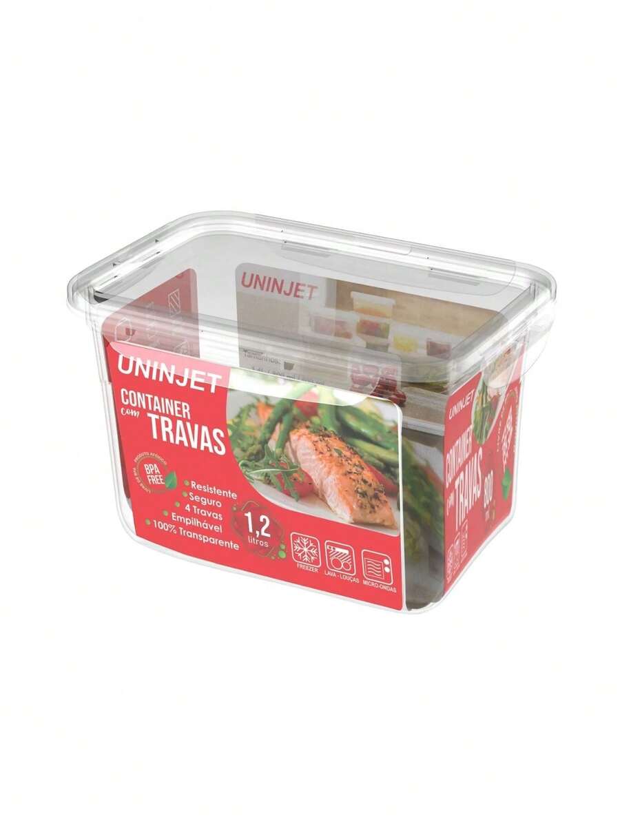 Plastic Pot Container With 4 Sturdy Locks Practical Modern Design 1200ml - 無色 - 查看 1