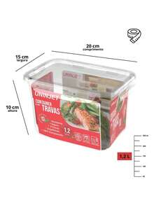 Plastic Pot Container With 4 Sturdy Locks Practical Modern Design 1200ml - 無色 - 查看 4