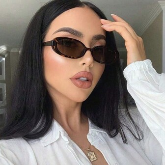 波西米亚风 1 件女士时尚椭圆形眼镜，适合日常佩戴遮阳海滩配饰女士海滩配饰眼镜遮阳基本款秋冬女士服装商务休闲礼物适合夏季海滩度假、户外、旅行