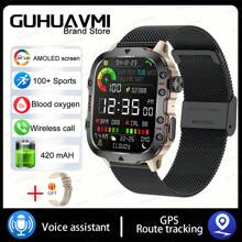 GUHUAVMI 1PC GUHUAVMI 2024 New Outdoor Durable Black Smart Watch Men's 3ATM Waterproof Sports Fitness Ai Voice Wireless Call Smart Watch Suitable For Android IOS