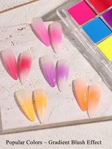 Set de 10 colores de polvo de uñas con efecto degradado sólido, incluye rosa, azul, morado, amarillo, polvo degradado, rubor, decoración de uñas con efecto dopamina lindo, con 3 pinceles de sombra de ojos, set de polvo de uñas para salón de uñas DIY - Multicolor - Ver 5