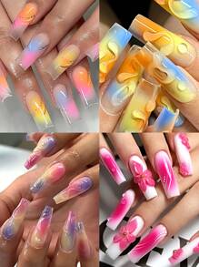 Set de 10 colores de polvo de uñas con efecto degradado sólido, incluye rosa, azul, morado, amarillo, polvo degradado, rubor, decoración de uñas con efecto dopamina lindo, con 3 pinceles de sombra de ojos, set de polvo de uñas para salón de uñas DIY - Multicolor - Ver 6
