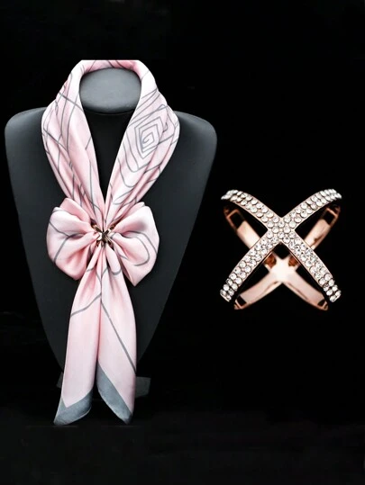 1 pieza Broche de mujer elegante y versátil en forma de diseño de cristal X, accesorio ideal para el Día de San Valentín