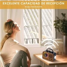 Altavoz Bluetooth multifuncional con radio FM, graves potentes y luces LED decorativas. - Marrón - Ver 4