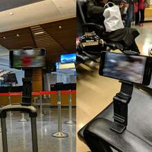 1pc Multifunctional 360° Rotatable Airplane Phone Holder, Universal Mobile Phone Stand For Seat Back, Table, Home, Kitchen, Office - Black - View 4