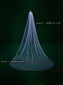 1pc Bridal Veil Champagne Beaded Wedding Party Simple Civil Registration Photo Prop Bridal Headpiece Halloween