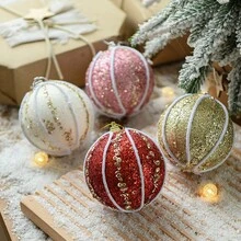 1pc Glitter Powdered Christmas Ball Ornament, Christmas Decoration