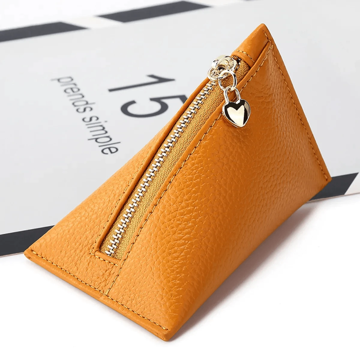 Leather Coin Pouch Purse For Women Fashion Compact Mini Travel Key Bag Wallet - 黃色 - 查看 1