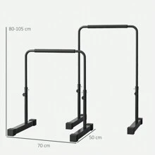 Sportnow Set 2 Barre per Dip Regolabile su 4 Altezze con Maniglie Antiscivolo, Push Up Bar in Acciaio, 70x50x80-105 cm, Nero - nero - Visualizzare 3
