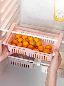 1Pc Retractable Hanging Refrigerator Hanging Organizer Drawer Storage Rack, Refrigerator Egg Fruit Storage Box Drawer Type Food Crisper Box Kitchen Accessories Refrigerator Drawer - Adjustable Kitchen Storage Rack With Pull-Out Storage Box - Sliding Partition Refrigerator Hanging Storage Rack - Multicolor - View 2