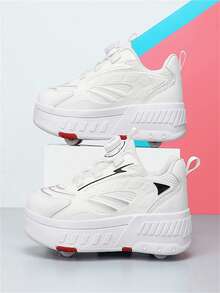 2024 新款 4 轮 Heelys 溜冰鞋，适合青少年男孩和女孩，带步行鞋底的轮滑鞋 - 白色 - 查看 5