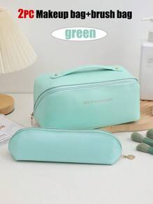 1pc White Pu Cosmetic Bag, Women's Large Capacity Portable Makeup Organizer With Multifunctional Hand-Held Toiletries Bag For Travel Storage Bag,Makeup Bag,Cosmetic Bag,Vacation Organizer,Large Capacity Makeup Organizer Makeup Case, For Lipstick, Brush, Skincare, Mobile Phone, Coin, Small Items, For Home,Gift,Vacation And Festival Halloween Christmas Multifunctional Use,Boho Vibes,For Holiday Beach, Bathroom Collection, Bedroom Collection, Large Capacity