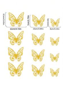36pcs/12pcs Butterfly Cake Toppers, Simple Paper Cake Decorations For Birthday Party - Gold - View 3