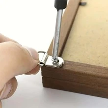 50/100pcs D-Shaped Half Circle Ring Photo Frame Hanging Ring With Screw Hook, Photo Frame Hook, Photo Frame Hardware Accessories, Triangle Hook, Double Hole Hook, Picture Frame Dark Buckle - Silver - View 5