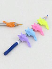 SHOULI 70pcs/Pc Mixed Color Dolphin Pen Holder Pencil Correction Holding Posture Writing Grasp Pen Magic Pencil Pen Pen Corrector Five-Finger Pen Holder Corrector, Suitable For Homework, Household Necessities - Multicolor - View 2