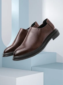 Męskie modne buty biznesowe casualowe, czarne skórzane buty biurowe, brogsy rzeźbione skórzane buty wizytowe ze wzrostem, odpowiednie na sobotnie imprezy, bankiety i wesela