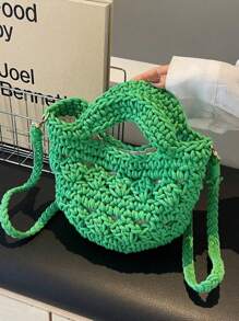 Women's Summer Crochet Beach Bag Small Beach Bag Lightweight Mini Crossbody Shoulder Bags For Beach Travel - màu xanh lá - Xem 3