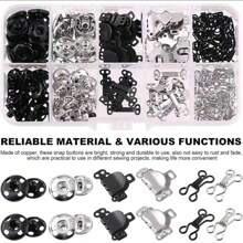 100Pcs Sewing Hooks And Eyes Set Sew-On Snap Buttons DIY Clothing Button Sewing Closures Snaps Kit For Clothes Bags Sewing Craft