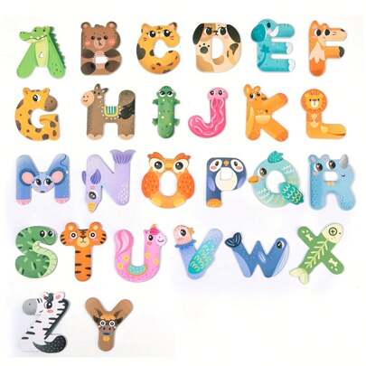 Multicolor ABC Animal Shaped Alphabet Refrigerator Magnets, Cute Decorative Magnets, Office Magnets, Customized Fridge Magnets For Whiteboards, Cabinets, Dishwashers, Kitchen Decor, Home Decor, Valentine's Day Gift, Gift For Friends And Family