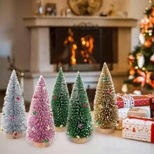 1PC 10/15/20cm Mini Christmas Tree Wooden Home Table Top Decor For Christmas Party New Year Home Decoration Supply,Christmas - Multicolor - View 2