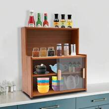 YUNRUX Mobile da cucina, buffet da cucina, credenza in legno massello, vetrina con portaoggetti, mobile nordico, mobili da cucina 55 x 28 x 61 cm (marrone scuro)
