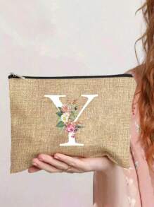 1 túi đựng mỹ phẩm in chữ cái A-Z, quà tặng cho bé gái, túi đựng đồ in họa tiết chữ cái tối giản phong cách retro dễ thương, túi trang điểm, túi đựng đồ nhỏ, túi đựng đồ vệ sinh cá nhân, ví cầm tay, túi đựng đồ gấp gọn nhẹ, túi mua sắm tối giản, ví cầm tay quà tặng giáo viên, túi đựng đồ cho y tá/bác sĩ/giáo viên, thích hợp để đựng đồ trang điểm cá nhân khi đi du lịch, túi đựng mỹ phẩm, túi đựng đồ trang điểm. - Màu Khaki - Xem 28