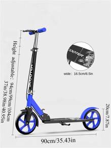 A Pedal Scooter, A Campus Commuting Vehicle, With A Foldable Design, Made Of Aluminum Alloy Material, PU Tires, Rebound Foot Support, Adjustable Height, Frosted Particle Pedals, Anti Slip Handle, Suitable For Use By All Ages