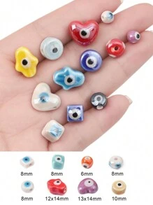 10pcs Vibrant Multicolor Devil Eye Pattern Ceramic Spacer Beads - Perfect For DIY Jewelry Making, Crafting, And Accessories - Ideal For Creating Unique Bracelets, Necklaces, And More