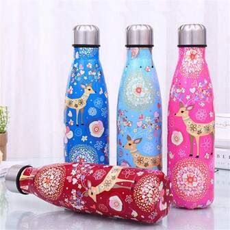 17oz Stainless Steel Double Wall Vacuum Insulated Tumbler, Cute Deer Print Water Bottle, For Men&Women Outdoor/Sports, Summer, Christmas, Halloween Gifts